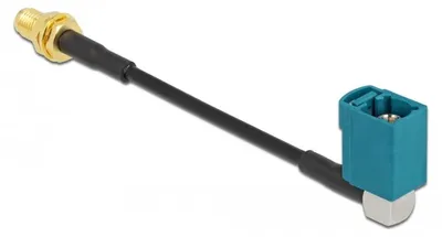 Produktbild von DeLOCK Antennenkabel FAKRA Z Buchse 90° zu SMA Buchse zum Einbau RG-174 10 cm, Anschlusskabel, Schwarz, SMA, 0,1 m
