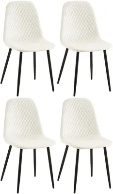 Produktbild von In And OutdoorMatch Stuhl Ariel – Weiß – 4er-Set – Samt – Hochwertige Polsterung – Luxusstuhl – Moderne Optik