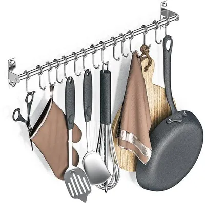 Produktbild von Famanu Küchenregal Wandmontage - Edelstahl - 12 Haken - 20 kg