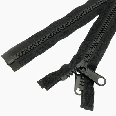 Teilbarer Reißverschluss #10, 182 cm, schwarz, Kunststoff, Doppel