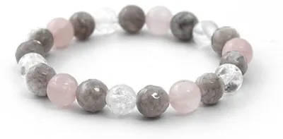 Immagine prodotto di Bracciale di perline in quarzo rosa, giada e pietra incrociata MINK125/17