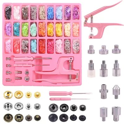 Immagine prodotto di Kit di fissaggi con bottoni a pressione, completo di pressa, 300 set