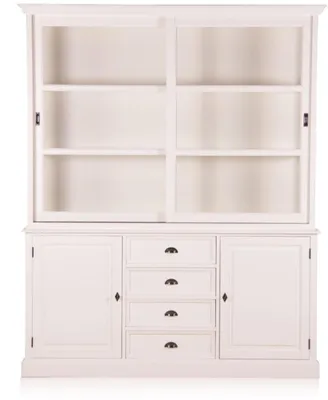 Produktbild von Casa Padrino Landhausstil Wandschrank Antik Weiß mit 2 Türen und 4 Schubladen 185 x 43 x H. 225 cm - Landhausstil Möbel