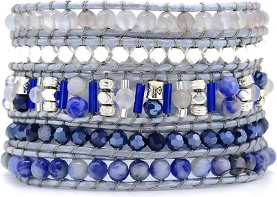 Produktbild von Wickelarmband Achat, Glasperlen, Hämatit