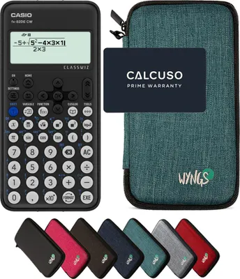Produktbild von Casio fx-82DE CW ClassWiz inkl. WYNGS Schutztasche Türkis - Wissenschaftlicher Taschenrechner - Basic Set