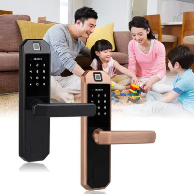 Produktbild von Elektronisches Türschloss mit Fingerabdruck, Karte und Passwort, schwarz