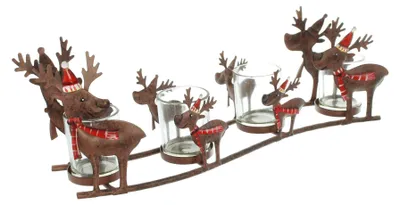 Windlicht-Set Rentierfamilie, 5-teilig, Metall, 39 cm