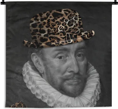 Produktbild von MuchoWow® Wandteppich Wandbehang Kunst - Wilhelm von Oranien - Pantherdruck 150x150 cm Tapisserie Dekoration Wandtuch - Wohnaccessoires - Modernes