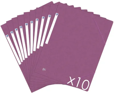 Image de Oxford Topfile+ : Lot de 10 classeurs en carton avec 3 rabats, format A4, fermeture à élastique