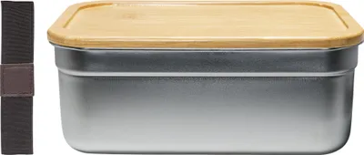 Produktbild von Krumble Brotkasten - Brotdose - Brotdose Kinder - Brotdose Erwachsene - Brotdose - mit Gummiband - aus Edelstahl und Bambus