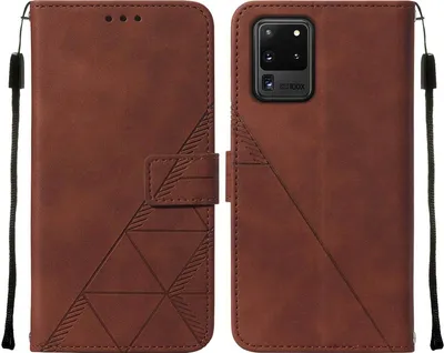 Produktbild von Galaxy S20 Ultra Hülle, Schlank Prägung Flip Leder Kartenfächer Schutzhülle mit Ständer für Samsung Galaxy S20 Ultra Braun