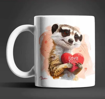 Produktbild von Erdmännchen I Love You Valentinstag Kaffeetasse Teetasse Tasse Geschenkidee – Erdmännchen-01