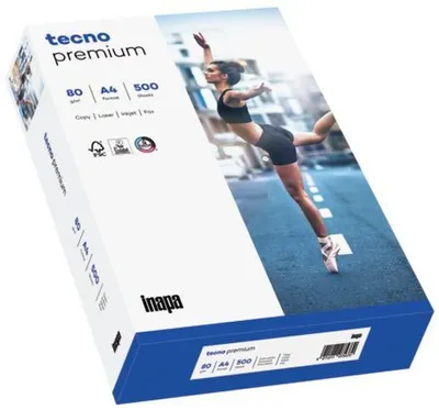 Zdjęcie produktu dla inapa 2100011497 Papier do kopiowania tecno® premium - A4, 80 g/m², biały, 500 arkuszy