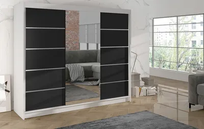 Produktbild von Šatní skříň DANIELLA 4 - šířka 200 cm, bílá / černá