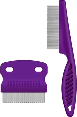Imagen del producto de Cepillo para perros y gatos de acero inoxidable, juego de 2 unidades, con dientes metálicos finos, para el cuidado del pelaje