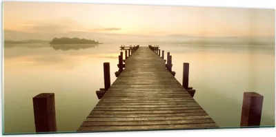 Produktbild von Bilder auf glas - Brücke See - 120x50cm - Glasbilder - Wandbilder - Bilder - Kunstdruck - zum Aufhängen bereit - Wanddekoration aus Glas - Glas Bilder - Wandbild auf Glas - Einteilig - GAB120x50-3625