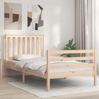 Produktbild von The Living Store Massivholzbett mit Kopfteil 100x200 cm