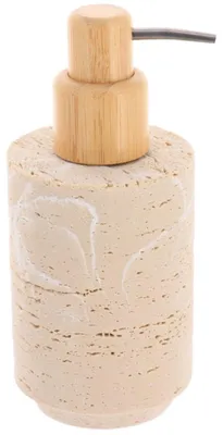 Obrázek produktu pro Dávkovač mýdla z polyresinu a bambusu, 250 ml, v provedení imitace travertinu – travertin – Tendance