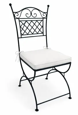 Produktbild von ORIGINAL Orientalischer Stuhl Gartenstuhl aus Metall Schwarz Caravaca | Marokkanischer Balkonstuhl Inkl. Sitzkissen Stuhlkissen | Eisenstuhl als Bistrostuhl | Mediterrane Deko im Garten oder Balkon
