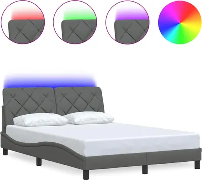 Produktbild von Bettgestell mit LED ohne Matratze Dunkelgrau 140x190 cm Stoff