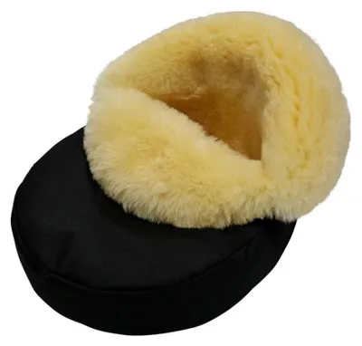 Produktbild von Lammfell Fußwärmer - Farbe: Schwarz/Gelb