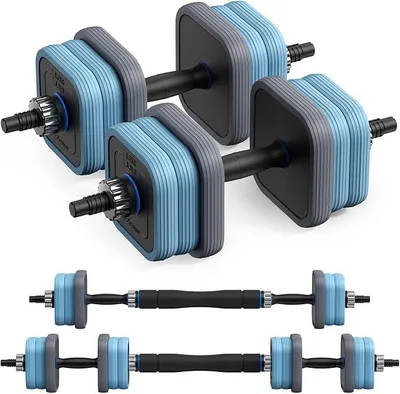 Produktbild von Hanteln Set Kurzhanteln 10kg/20kg/30kg/40kg,3 in 1 Verstellbar Dumbbell,Langhanteln,LIEGESTÜTZE,Hantelscheiben, Hantel mit Verbindungsstahlrohr Gewichten,Krafttraining,Zuhause, Fitnessstudio
