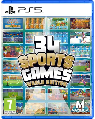 A collage of various sports game screenshots and the game title on a white background.