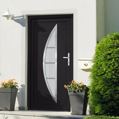 Zdjęcie produktu dla vidaXL Drzwi wejściowe antracyt 108x200 cm PVC