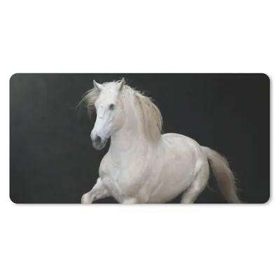 Produktbild von MuchoWow® Schreibtischunterlage Pferde - Schwarz - Porträt 80x40 cm - XXL Mauspad - Gaming Mauspad