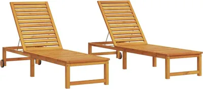 Produktbild von vidaXL Sonnenliege 2 pcs Braun 202 x 53 x 89 cm Massivholz Akazie