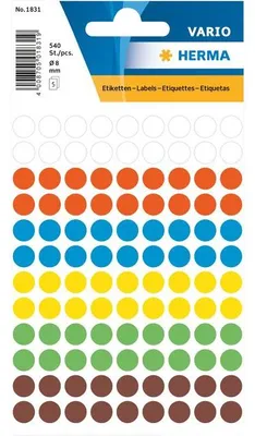 Produktbild von Herma Multi-purpose labels ø 8 mm colours assorted 540 pcs.