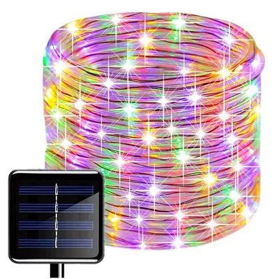 Sonnenseil-Lichterkette 12m, 100 LED, wasserdicht, Mehrfarbig
