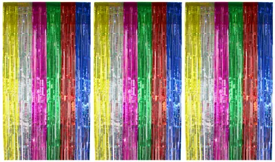 Produktbild von 3x Lametta Vorhang - bunt - 91x244 cm