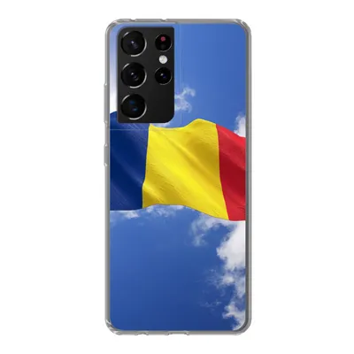 Produktbild von MuchoWow® Handyhülle Schutzhülle Hülle für Samsung Galaxy S21 Ultra Rumäniens Flagge weht am Himmel Silikon Softcase Handy Hülle - Mobiltelefon