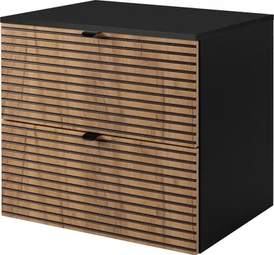 Obrázek produktu pro Skříňka do koupelny, černá s zlatou úchytkou / s horní deskou, šířka 60 cm