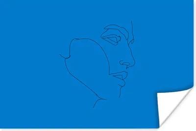 Produktbild von MuchoWow® Poster Mann - Strichzeichnung - Blau 120x80 cm - Bilder