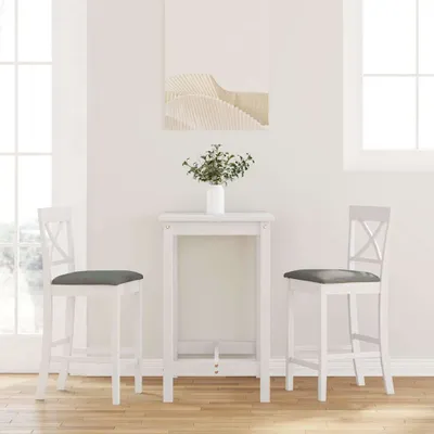 Image de Maison Exclusive - Tabourets de bar avec coussins, 2 pièces, blanc, bois massif, hévéa