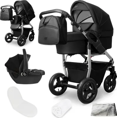Produktbild von Bergsteiger Capri Kombikinderwagen 3-in-1 – Babywanne, Sportsitz & i-Size Babyschale, Luftreifen, Federung, höhenverstellbarer Griff, faltbar, Zubehör