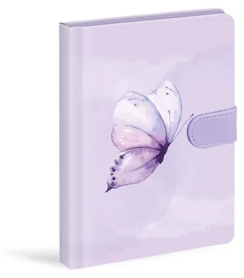Produktbild von Notizbuch mit Magnetverschluss, "Motyl fioletowy", 13x19 cm, 120 linierte Seiten