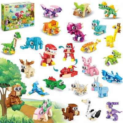 Produktbild von Bausteine Dinosaurier Bauspielzeug - 3-in-1 - 740 Teile - Ab 3 Jahren