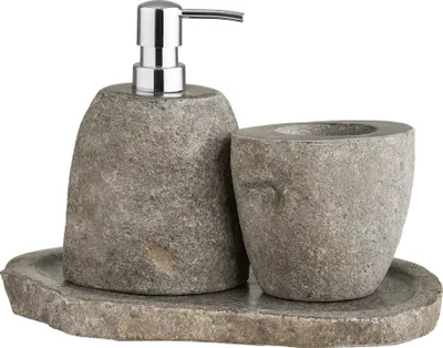 Produktbild von Gara Badezimmer-Set, Aufbewahrungsbecher, Seifenspender, Tablett