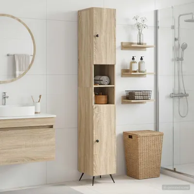 Obrázek produktu pro Maison Exclusive – Skříňka do koupelny s otevřenou policí, Imitace Sonoma