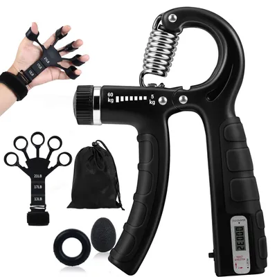 Produktbild von Handtrainer Trainingsset(5er-Pack), Fingertrainer Griffkraft Trainer Set 2 Einstellbarer Widerstand Unterarmtrainer, Fingerstrecker Trainingsring
