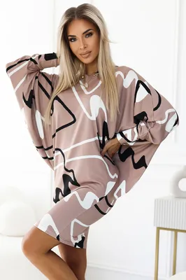 Produktbild von Numoco Minikleid für Frauen Faamoefe beige-schwarz S/M