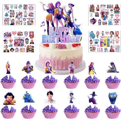 Productafbeelding van Taarttopperset + 4 vellen coole - Set van 25 - Cupcake-decoratie - Muffindecoratie - Kinderverjaardag - Taartdecoratie