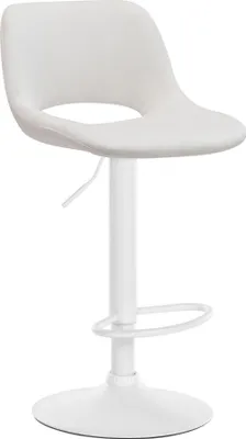 Image de Tabouret de bar en velours - tabouret haut - réglable en hauteur et pivotant pour plus de confort | Couleur : crème | Base du matériau : métal blanc mat