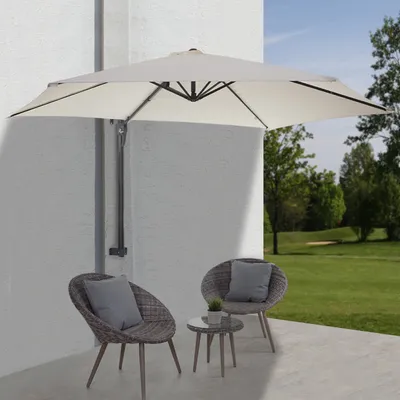 Produktbild von Mendler Ampelschirm Sonnenschirm neigbar 3m creme Polyester Aluminium Stahl 9kg 6 Schirmstreben