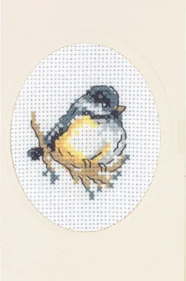 Produktbild von Permin Kreuzstich Stickpackung Grußkarte "Kohlmeise", Zählmuster, 9x13cm