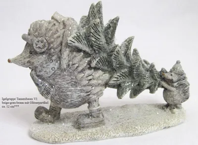 Produktbild von Igelgruppe Winterzeit mit Tannenbaum Glitzereffekt ca. 12 cm