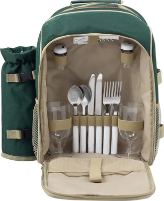 Produktbild von anndora Picknickrucksack Rucksack grün + Zubehör 15 teilig - 2 Personen - Ohne Picknickdecke | Grün